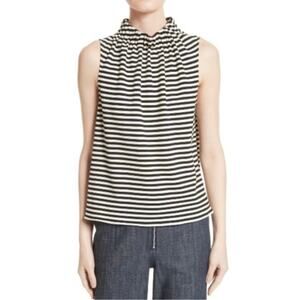 Tibi The Ren High Neck Scrunch Stripe Sleeveless Tap Sz Large